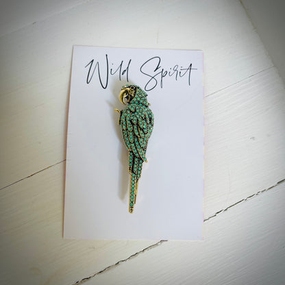 Mint Green Parrot Brooch