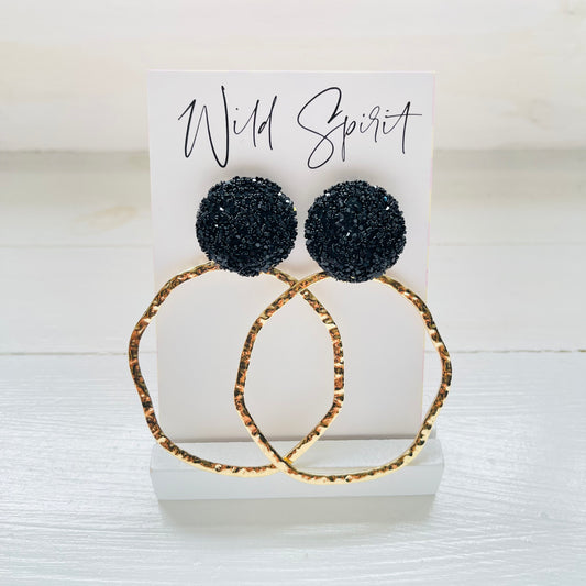 Black Disco Hoop Earrings