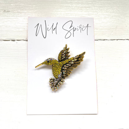 Yellow Hummingbird Brooch