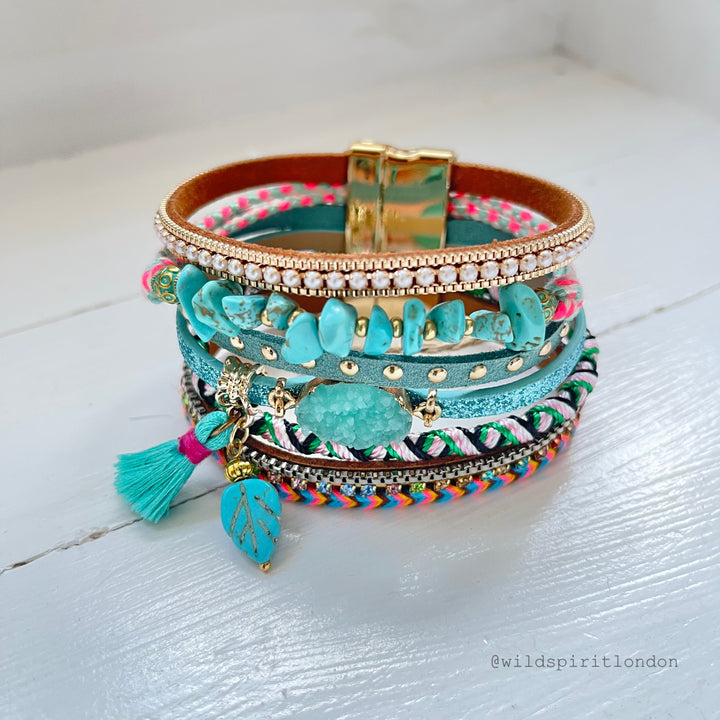 Aqua Skye Boho Cuff Bracelet