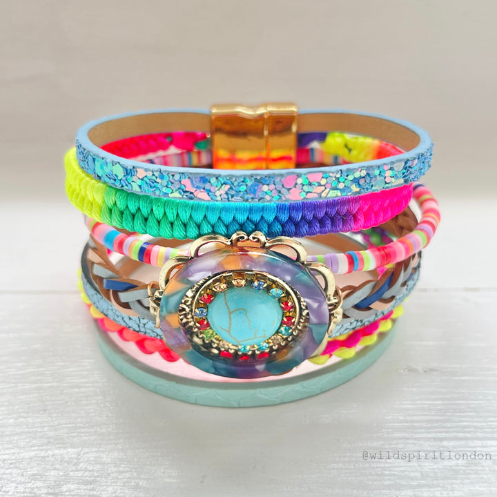 Neon Boho Cuff Bracelet