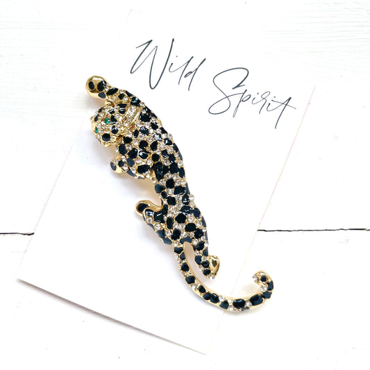 Climbing Leopard Brooch