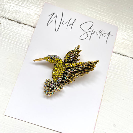 Yellow Hummingbird Brooch