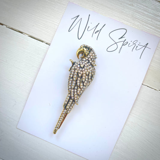 White Parrot Brooch