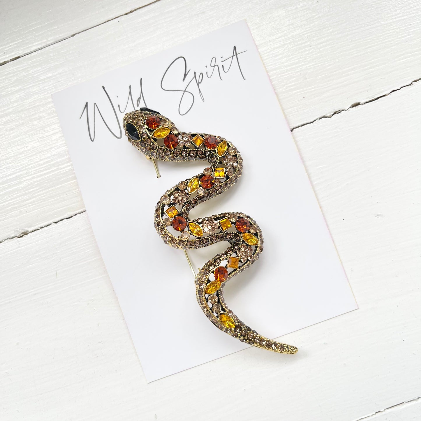 Amber Snake Brooch