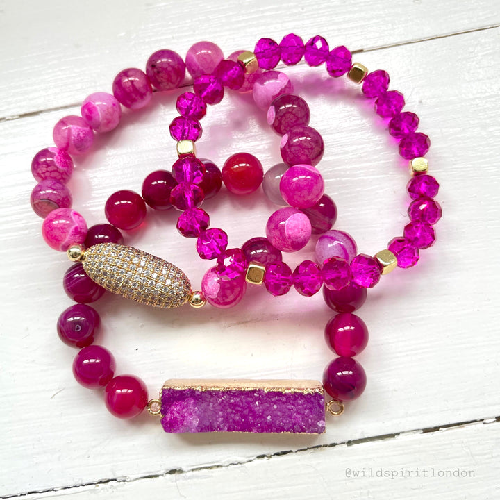 The Fuchsia Druzy Bracelet Stack