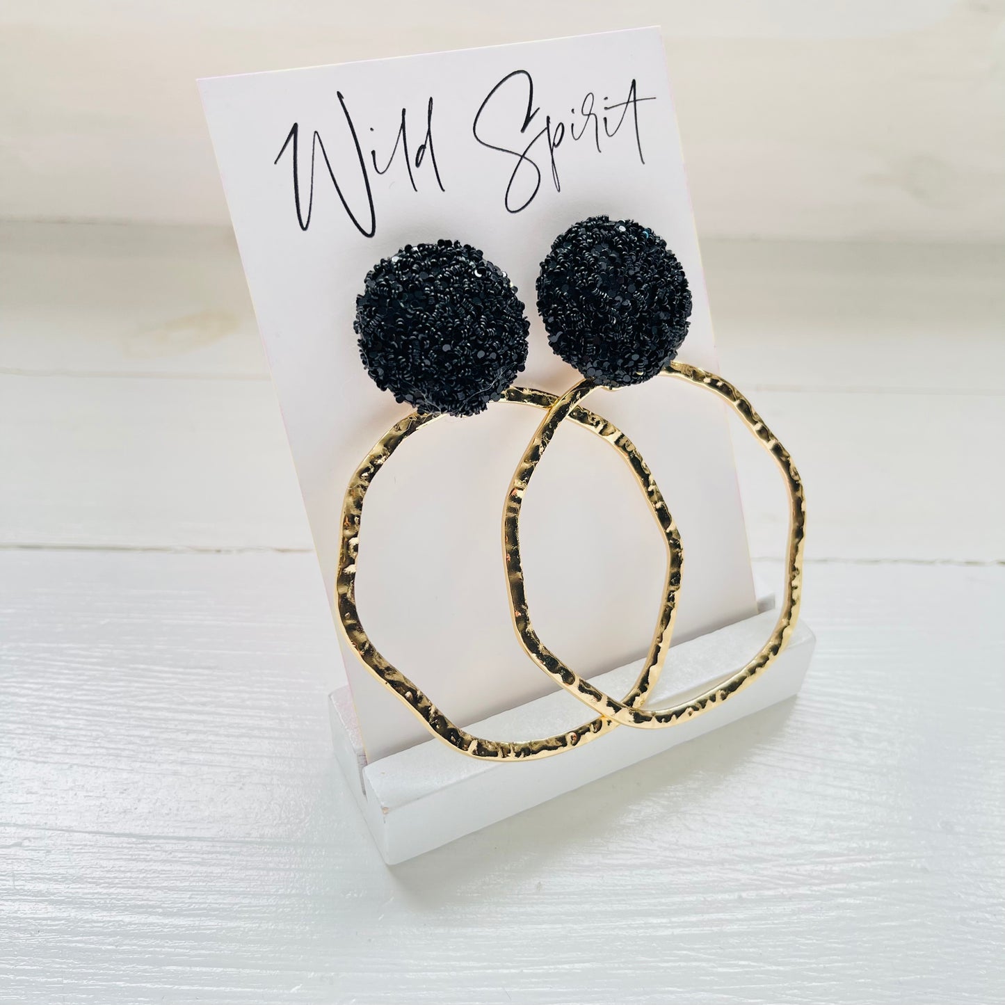 Black Disco Hoop Earrings