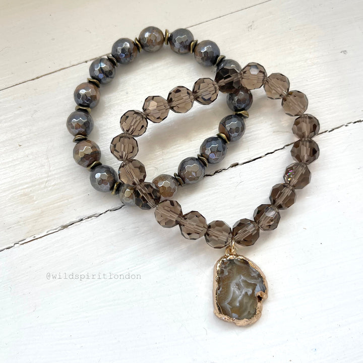 The Goddess Brown Agate Bracelet Duo