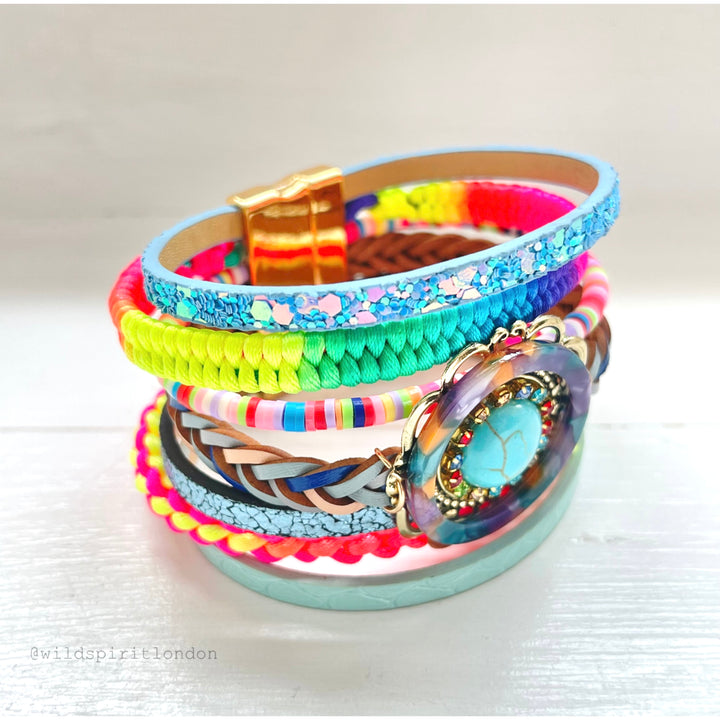 Neon Boho Cuff Bracelet