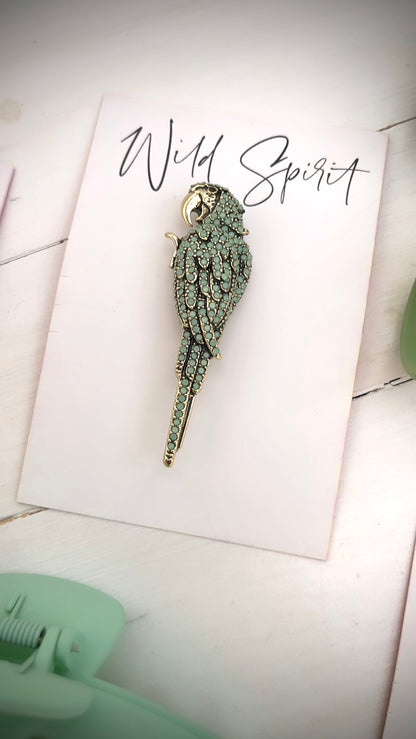 Mint Green Parrot Brooch