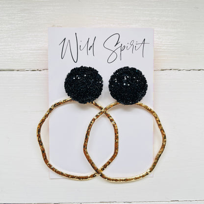 Black Disco Hoop Earrings