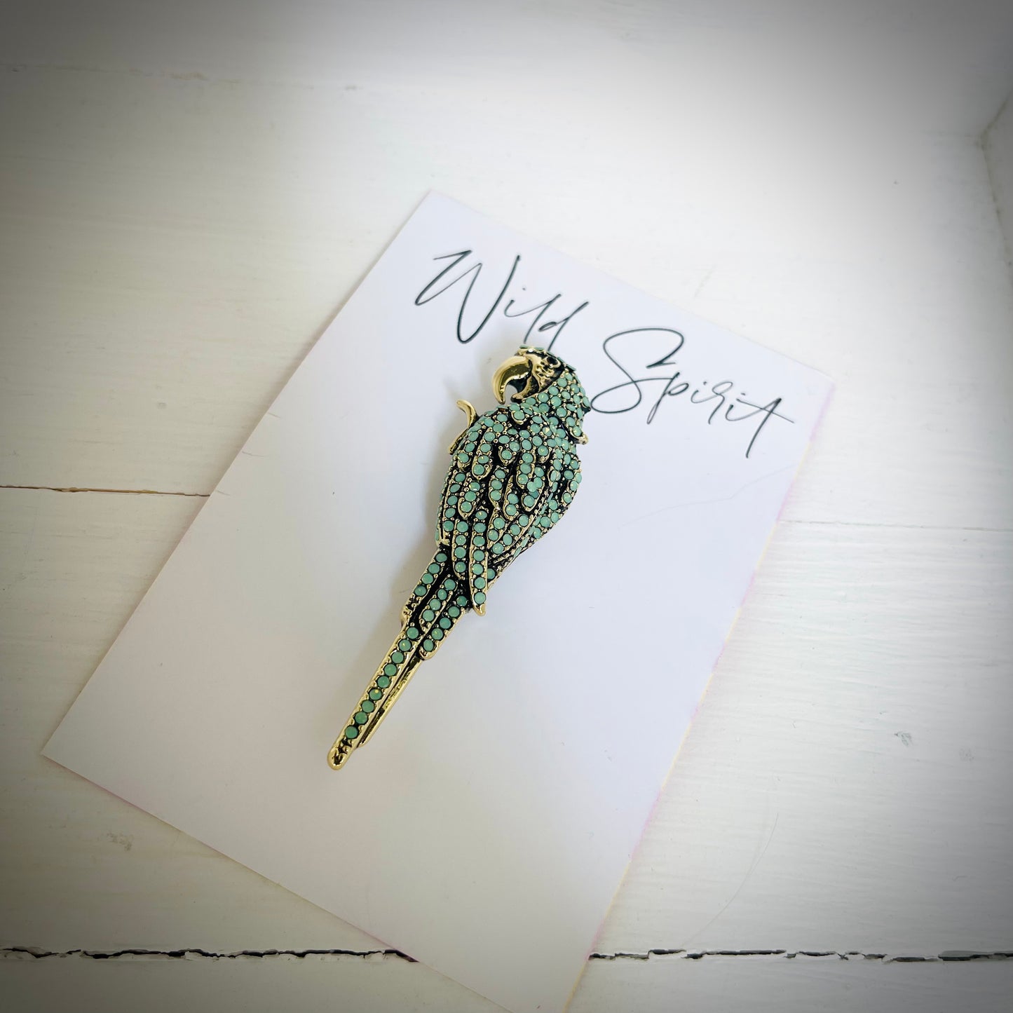 Mint Green Parrot Brooch