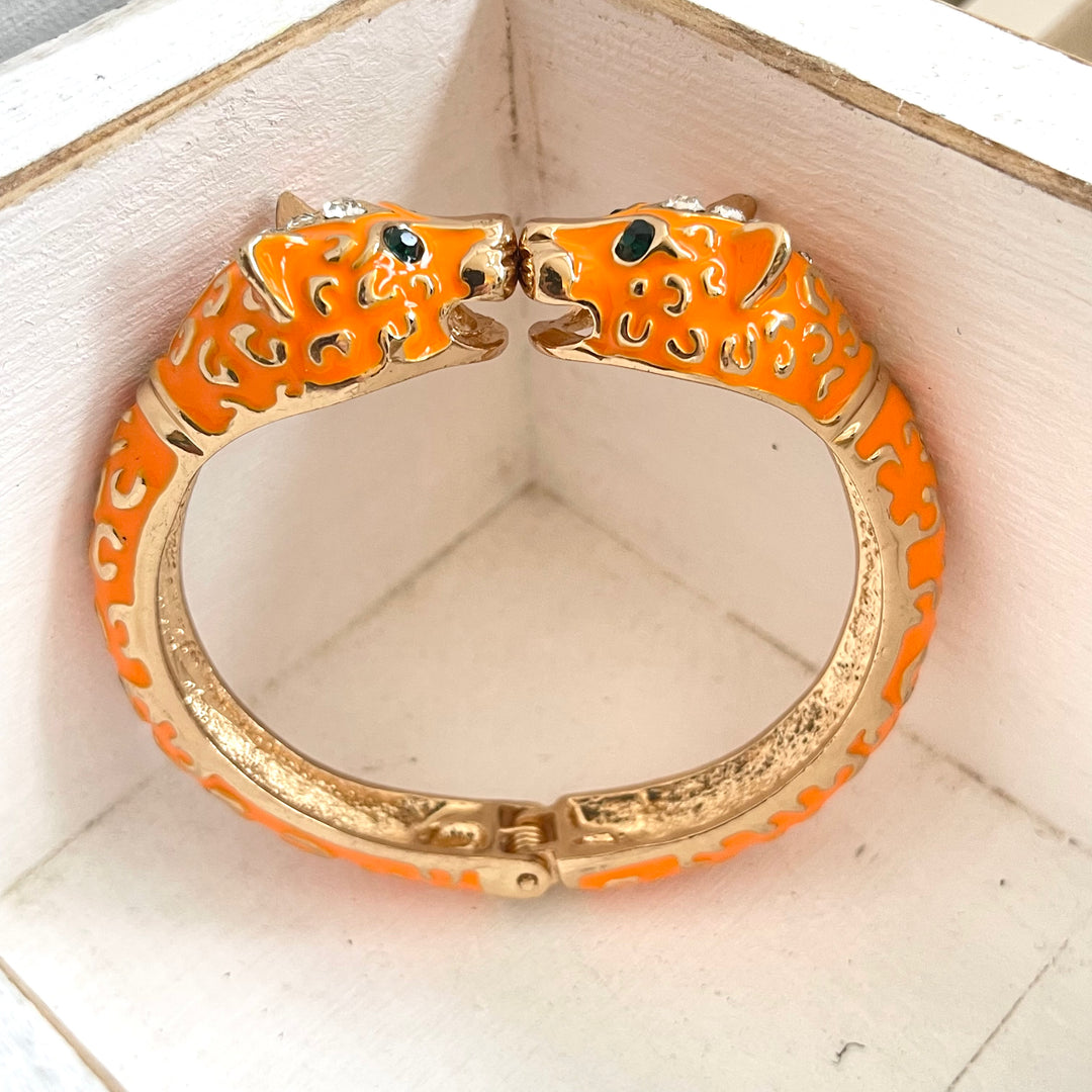 Orange Chunky Leopard Bangle
