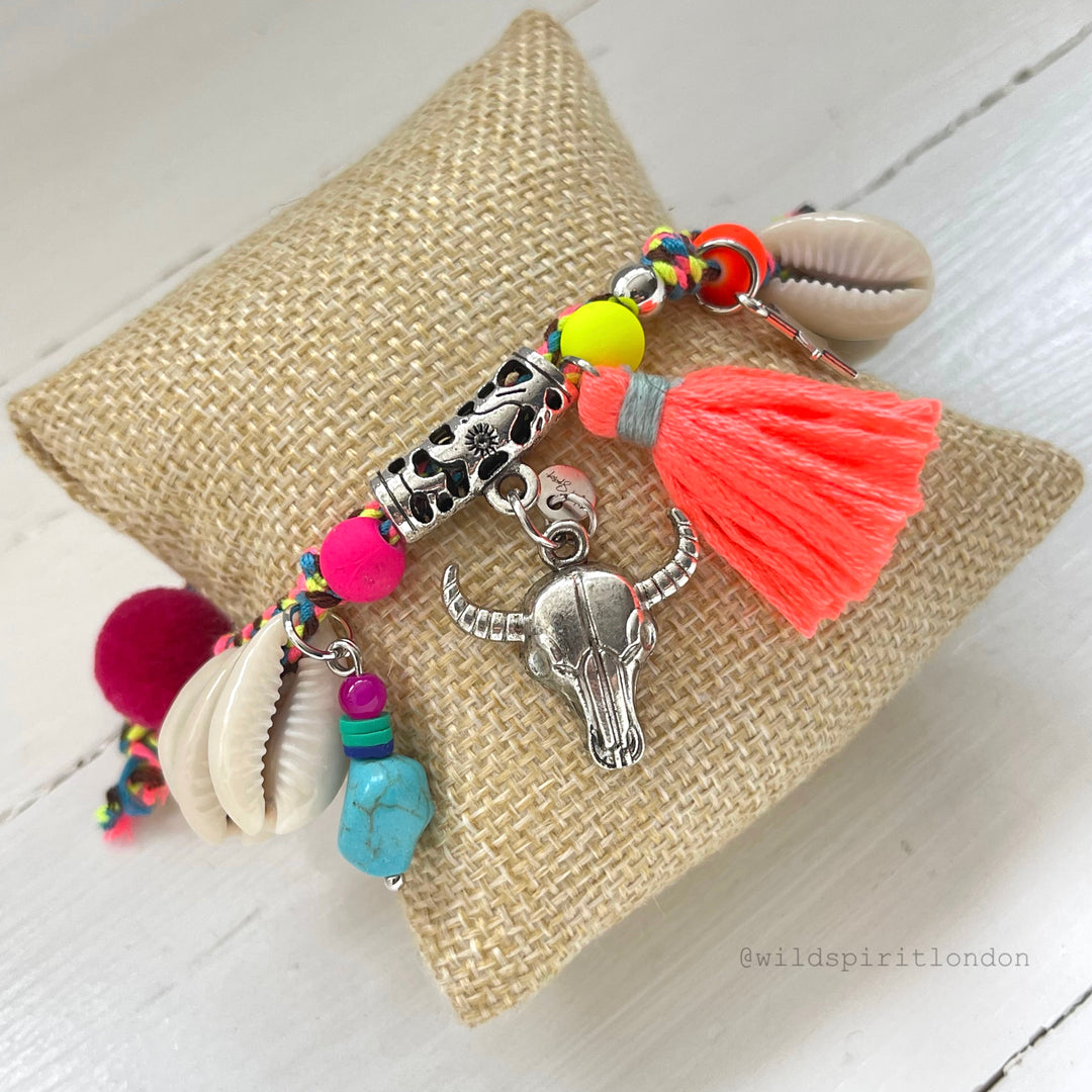 Coral Boho Charm Bracelet