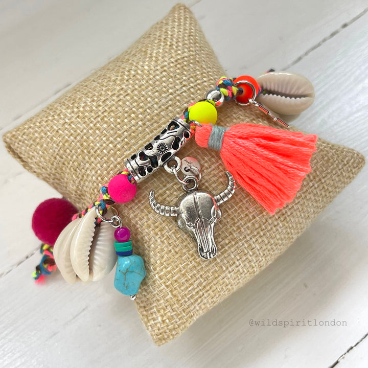 Coral Boho Charm Bracelet