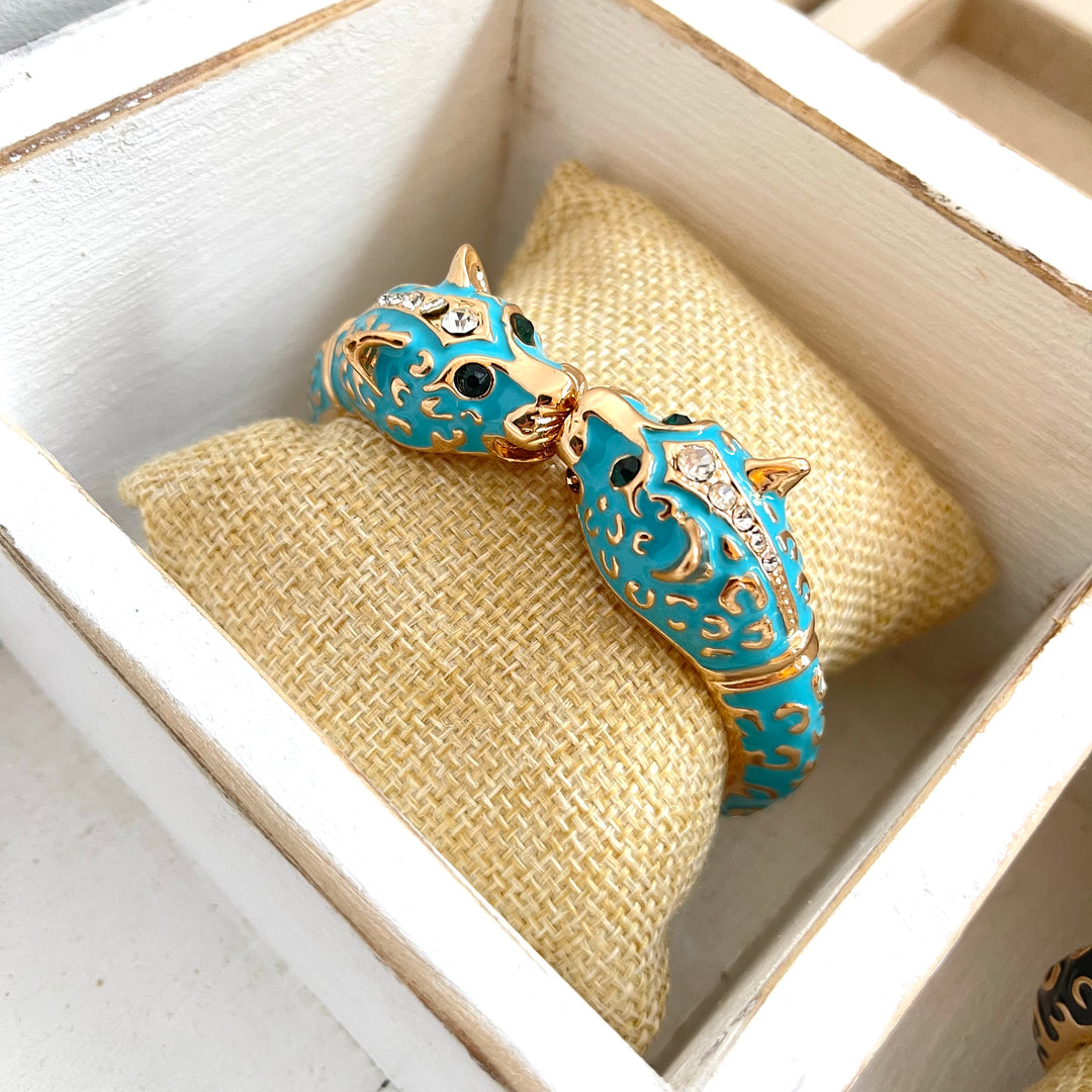 Blue Chunky Leopard Bangle