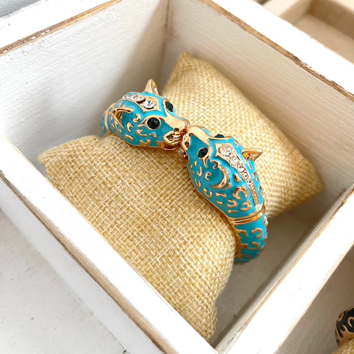 Blue Chunky Leopard Bangle